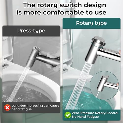 Handheld Bidet Sprayer for Toilet, Adjustable Water Pressure Control Rotary Switch with Bidet Hose, Exclusive Single Nozzle High Pressure Mode for Cleaning Stubborn Stains, Chrome-1 - color: Chrome-1