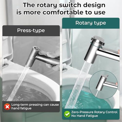 Handheld Bidet Sprayer for Toilet, Adjustable Water Pressure Control Rotary Switch with Bidet Hose, Exclusive Single Nozzle High Pressure Mode for Cleaning Stubborn Stains, Chrome-1 - color: Chrome-1