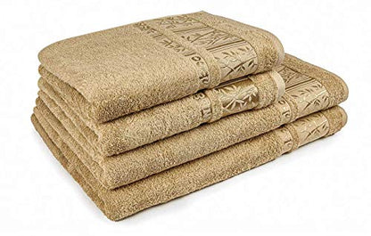 Miasoft Silver 100% Rayon Derived from Bamboo Towel Set - Soft and Washable Turkish Bath Towels for Hands, Face and Hair - Set of 4 in Gift Box - Coffee