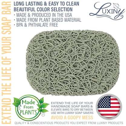 Soap Savers for Bar Soap & Shampoo Bar Holder, American Made by Luxiny, Lifts Soap in Soap Dishes & Shower Soap Holders –Bars & Soap Lasts Longer- Made from Plant Based Materials (Mountain Sage) - color: Green