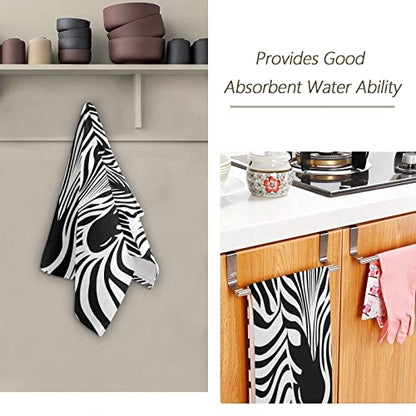 Zebra Hand Towels for Bathroom,Black and White Stripes Zebra Head Leopard Animal Print Small Bath Towels 16"x28" Soft Absorbent Bathroom Hand Towel for Face,Gym,Tea,Guest Kitchen Dish Towel Set of 2 - color: Black White Zebra