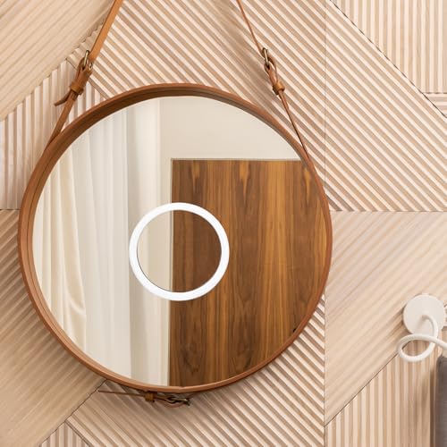NOLITOY Magnifying Makeup Mirror with Suction Cup White Round Edge Cosmetic Mirror Φmm for Bathroom and Bedroom Easy Mounting Practical for Daily Skin Care and Personal Grooming