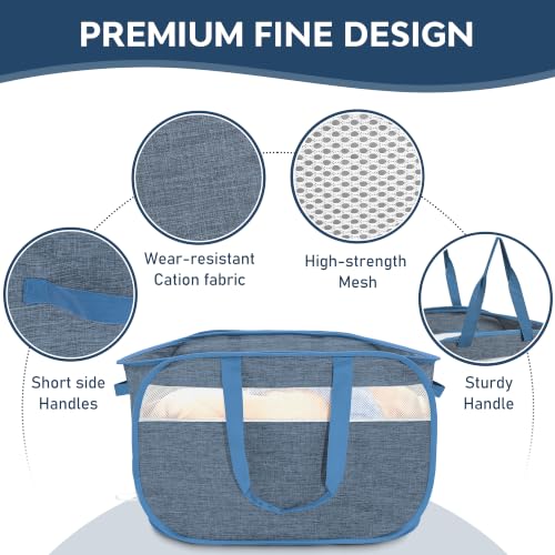 100L Collapsible Laundry Baskets, Foldable Dual Handles Laundry Hamper Blue | Lightweight, Easy to Carry, Up and Downstairs, Tear-Proof, Space-saving, for Laundry Room, Bedroom, Bathroom, Travel, Dorm - color: 100L Blue