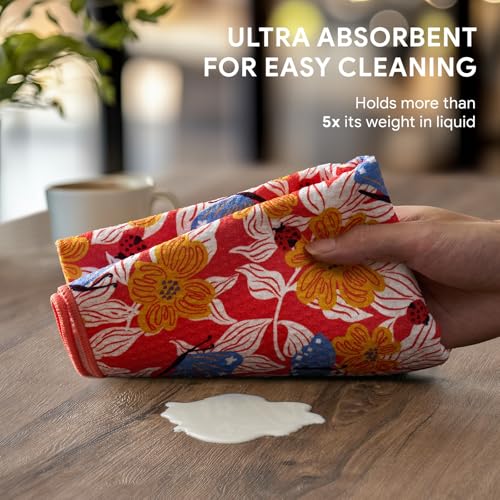 RECYCO Waffle Kitchen Towel Set of 2 - Quick Dry Microfiber Sustainable Dish Towels - Absorbent Reusable Cleaning Tea Towels - Lightweight Hand Towels,16”x 28”, Blossom Brilliance Pink - color: Blossom Brilliance Pink