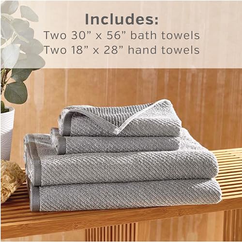 Wellbe 4-Piece Towel Set - Quick Dry, Absorbent, Soft, 2 Bath, 2 Hand, Grey - color: Grey, size: Towel Set - 2 Bath, 2 Hand