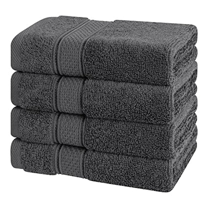 American Soft Linen Salem Washcloth Sets, 4 Piece Luxury 600 GSM 100% Cotton Washcloths for Bathroom, 13x13 inches Washrags Premium Quality Hand Face Towels, Dark Gray - color: Dark Gray, size: 13x13"