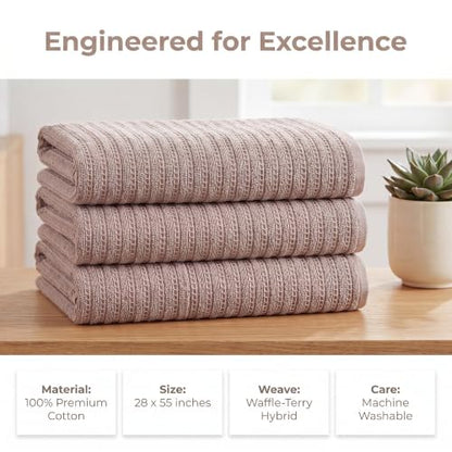1 Pack Cotton Waffle Bath Towels, Soft & Absorbent, Quick Dry and Lightweight Shower Towel for Gym, Travel, Beach, Pool, Spa 55" x 28" Grey - color: Grey