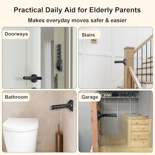 Doorway Assist Handle Flip Up Grab Bar for Seniors | Providing Support & Balance, Non-Slip 300 LBS Capacity, Small Safety Grab Handle for Mobility-Impaired Users