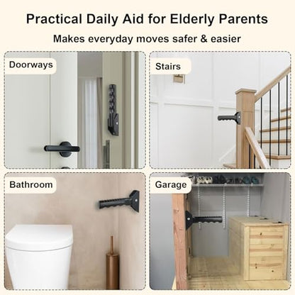 Doorway Assist Handle Flip Up Grab Bar for Seniors | Providing Support & Balance, Non-Slip 300 LBS Capacity, Small Safety Grab Handle for Mobility-Impaired Users