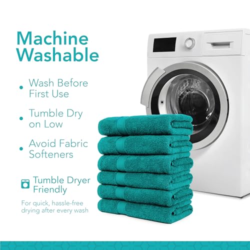 Pleasant Home Bath Towels Set of 6 (24” x 50”) 100% Cotton, Teal | 515 GSM | Lightweight, Soft & Highly Absorbent Luxury Towels for Bathroom | for Gym, Pool & Spa - color: Teal