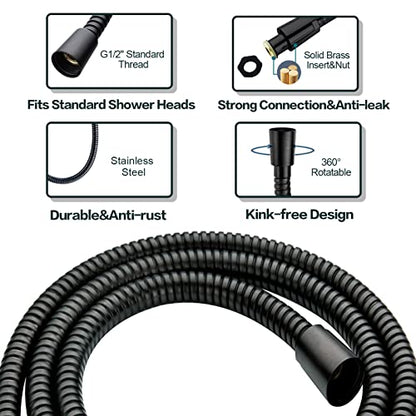 BRIGHT SHOWERS High Pressure Dual Shower Head Combo, Oil Rubbed Bronze Rainfall Showerhead with Detachable Handheld, 60" Stainless Steel Hose, Four Spray Settings - color: Oil Rubbed Bronze, size: 1.8 Gallon Per Minute