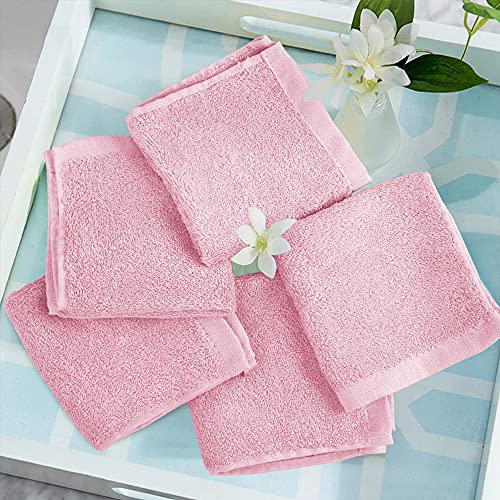Yoofoss Washcloths Towel Set 10 Pack Baby Rayon Derived from Bamboo Wash Cloth for Bathroom-Hotel-Spa-Kitchen Multi-Purpose Fingertip Towels and Face Cloths 10'' x 10'' - Pink - color: Pink