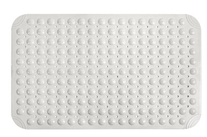 White 30×18 Upgraded Raised-dot Bathroom Non-Slip Suction Cups, Shower mats and Bathtub mats with Drain Holes and Small Raised dots for Comfortable Massage. Machine-Washable and Durable.