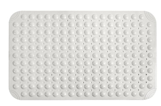 White 30×18 Upgraded Raised-dot Bathroom Non-Slip Suction Cups, Shower mats and Bathtub mats with Drain Holes and Small Raised dots for Comfortable Massage. Machine-Washable and Durable.