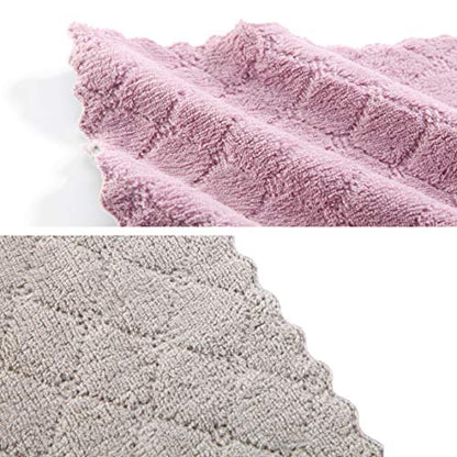 Hypermotion Microfiber Cleaning Cloth, Kitchen Towels, Double-Sided Microfiber Towel Lint Free Highly Absorbent Multi-Purpose Dust and Dirty Cleaning Supplies for Kitchen Car Cleaning. Pack of 12 - color: Purple
