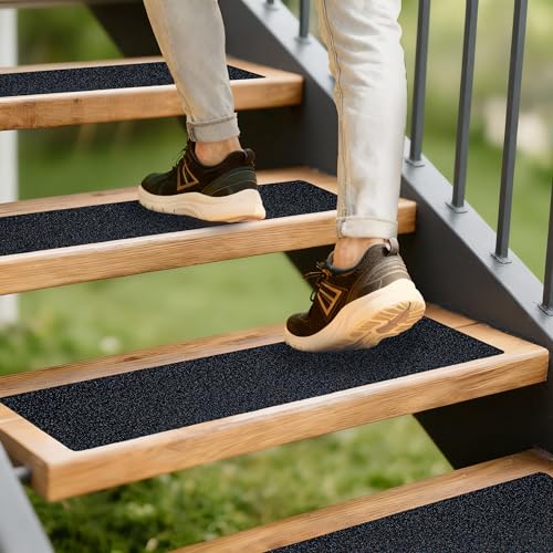 LifeGrip Anti Slip Traction Treads (15-Pack), 8 inch X 32 inch, Best Grip Tape Grit Non Slip, Outdoor Non Skid Tape, High Traction Abrasive Adhesive for Stairs Step, Black - color: Black, size: 8" x 32"