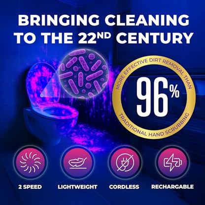 Synoshi PRO Electric Spin Scrubber Long Handle – Cordless Shower Scrubber | Bathroom Cleaning Brush, Electric Scrubber for Cleaning Shower, Tub & Floor, Adjustable Angles, 2 Speeds Power Scrubber