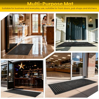 24"x 36" Rubber Floor Mat, Non-Slip Rubber Floor Mat Heavy Duty Mats for Outdoor Restaurant Kitchen Bar (Black) - size: 24"L x 36"W x 0.4"Th