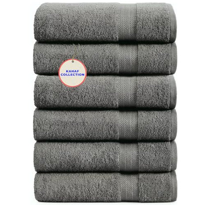 KAHAF COLLECTION 100% Cotton Bath Towels, 24x48 Pack of 6 Towels, Quick Dry, Highly Absorbent, Soft Feel Towel, Gym, Spa, Bathroom, Shower, Pool, Luxury Soft Towels (Light Grey, 24x48-6 Pack) - color: Light Grey, size: 24x48 - 6 PACK