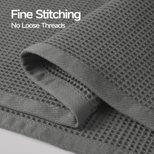 ecolook 6-Piece Waffle Towel Set, 100% Cotton Lightweight - Dark Gray | Absorbent & Quick-Drying, 2 Bath Towels (31×63 in), 2 Hand Towels, 2 Washcloths, Lint-Free for Bathroom, Pool, Gym, Travel - color: Dark Gray