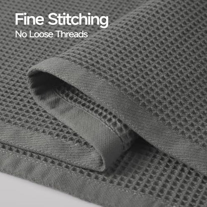 ecolook 6-Piece Waffle Towel Set, 100% Cotton Lightweight - Dark Gray | Absorbent & Quick-Drying, 2 Bath Towels (31×63 in), 2 Hand Towels, 2 Washcloths, Lint-Free for Bathroom, Pool, Gym, Travel - color: Dark Gray
