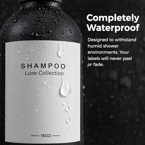 Refillable Shampoo and Conditioner Dispenser Set of 3 - Wall Mounted No Drill Pump with Bottles, 3 Chamber for Shower Soap and Body Wash Dispensers with Labels, Matte Black Bottle for Bathroom (16oz)