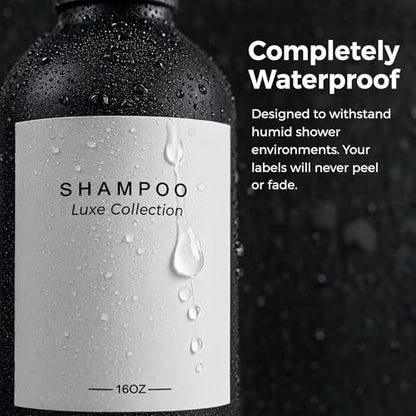 Refillable Shampoo and Conditioner Dispenser Set of 3 - Wall Mounted No Drill Pump with Bottles, 3 Chamber for Shower Soap and Body Wash Dispensers with Labels, Matte Black Bottle for Bathroom (16oz)