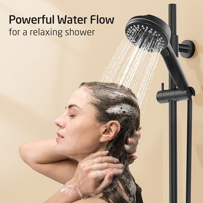 KES High Pressure 9 Functions Adjustable Handheld Shower Head with 30-Inch Shower Slide Bar & 59-Inch Hose, Built-in Power Wash to Clean Tub Tile & Pet, Wall Mount Matte Black 18/8 Stainless Steel - color: Matte Black