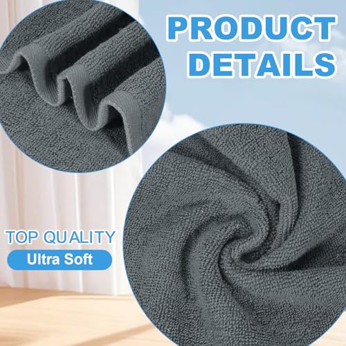6 Pack 100% Cotton Wash Cloth, 12x12 Inch, Grey | Highly Absorbent, Soft Feel Fingertip Towels, Machine Washable, For Bathroom, Gym, Hotel, Spa and Kitchen