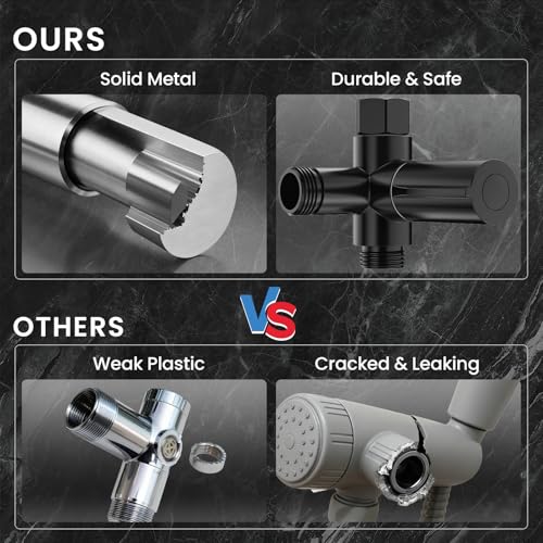 Veken Multi-Function Rain Shower Head with Handheld, High Pressure, Square | Rainfall Showerhead, Dual shower heads Combo, 5-mode Detachable Hand Held Spray with Hose, regaderas para shower, Matte Black - color: Matte Black