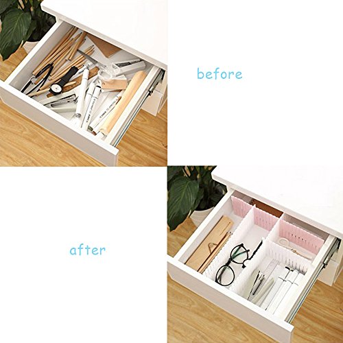 Onerbuy 8pcs Adjustable Grid Drawer Dividers DIY Plastic Closet Separator Tidy Organizer Container for Underwear Socks Belt Office Supplies - color: Fence