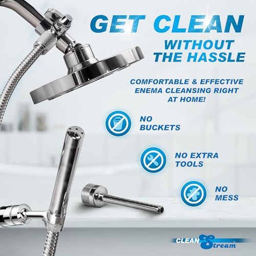 Cleanstream Shower Enema System with 6Foot Metal Hose, Dual Nozzle Set - color: Shower Enema System