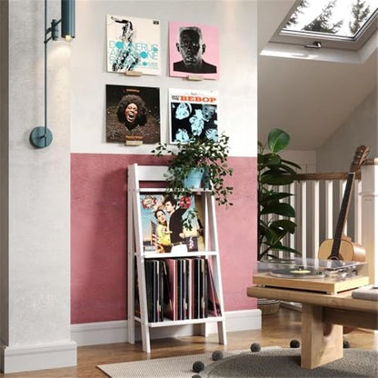 Pemberly Row Solid Wood Ladder Bookcase, 3-Shelves, 36.3 in Tall, White Finish, Freestanding Modern Design for Bathroom, Kitchen, Living Room, Home Office or Bedroom Decor