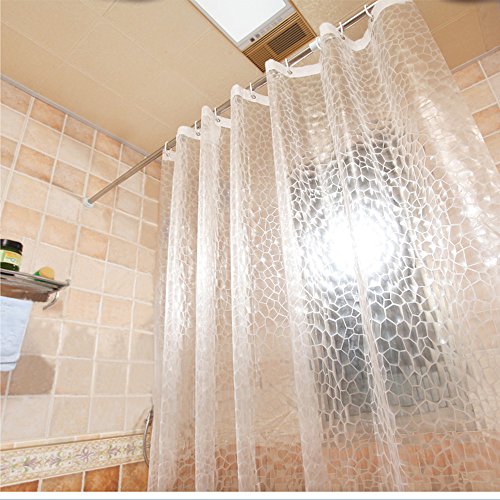 AooHome Short Shower Curtain Liner, Water Cube Eva Shower Curtain with Bottom Magnets, Water Repellent, Semi Transparent, 72 Wx66 L inch - color: Water Cube, size: 72"W x 66"L (Pack of 1)