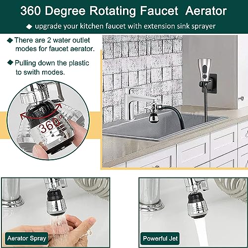 Kitchen Faucet Hose Sprayer Attachment for Tub Faucet, Sink Faucet Sprayer Replacement Head with 59” Black Stainless Steel Hose, Water Saving Aerator and 3-Way Diverter Valve - color: With Black Hose