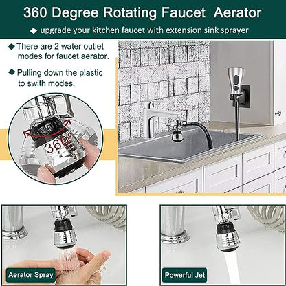 Kitchen Faucet Hose Sprayer Attachment for Tub Faucet, Sink Faucet Sprayer Replacement Head with 59” Black Stainless Steel Hose, Water Saving Aerator and 3-Way Diverter Valve - color: With Black Hose