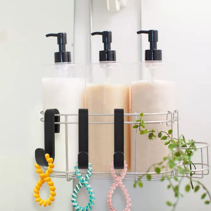 Shower Caddy Hook 2Pcs No Drilling Over Door Towel Hook Silicone Frameless Glass Door Single Hooks for Bathroom Kitchen (Black) - color: Black S