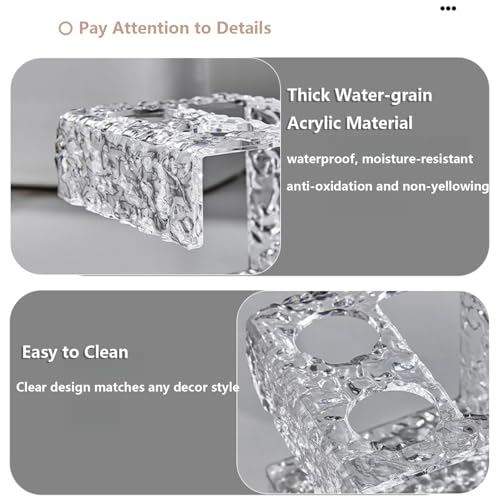 Bathroom Toothbrush Holder, Clear Acrylic Electric Toothbrush Organizer & Toothpaste Container, Wave Pattern Stand with Multi-Hole Design, Large Capacity Tooth Brush Holder for Bathroom Countertop