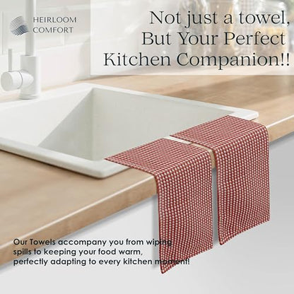 12 Pack Dual Tone Reversible Waffle Weave Kitchen Towels, 16x26 Inch, 100% Cotton, Absorbent, Quick Dry Dishcloth Set, Soft and Durable, Rust - color: Rust, size: 16 x 26 - Pack of 12