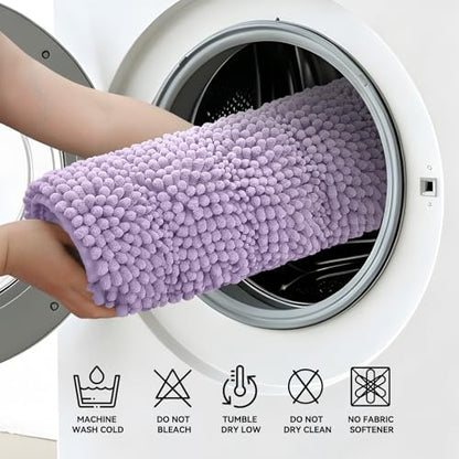 Bcoimo Small Bath Rug Mat,24x17 Extra Soft Chenille Lavender Bathroom Mats | Non Slip with Rubber Backing Bathroom Rugs;High Absorbent And Quick Dry Microfiber mat; Machine Washable;Extra Soft Bath Rug - color: Lavender, size: 24"×17"