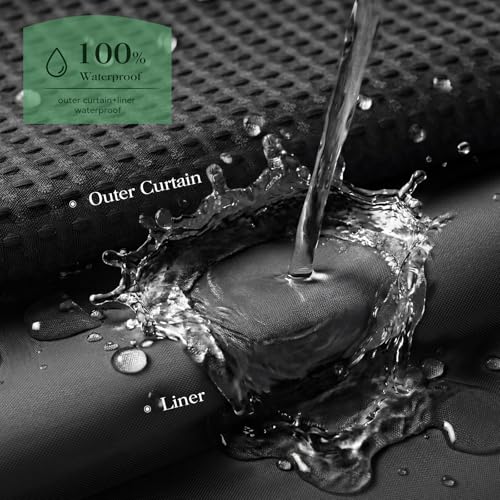 Black Hook Free Waffle Shower Curtain & Snap-in Fabric Liner,72x87 | Less Time to install, 3 in 1 Fabric Shower Curtain and Liner Set with Magnets, Extra Long, Shower Curtains for Bathroom - color: A Black, size: 72"W x 87"L (Pack of 1)