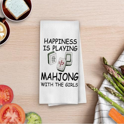 Mahjong Gifts Dish Towels - Mahjong Waffle Weave Kitchen Towels, Mah Jong Decorative Hand Tea Towel, Hostess Gifts, 16×24 Inches - color: Mahjong- 01