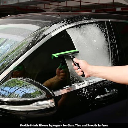 EHDIS 2PCS Flexible 8-Inch Silicone Squeegee Window Tint Tool Auto Water Blade, Shower Squeegee for Car Windshield, Glass, Tiles, and Smooth Surfaces (Green) - color: Green