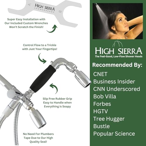 High Sierra® Lead-Free Metal 3-way Combination Shower Kit. Built in Diverter Valve Effortlessly Diverts Flow from the Fixed Shower Head to the Handheld and back - Ultra Low Flow 1.5 GPM - Chrome - color: Chrome, size: 1.5 GPM