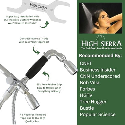 High Sierra® Lead-Free Metal 3-way Combination Shower Kit. Built in Diverter Valve Effortlessly Diverts Flow from the Fixed Shower Head to the Handheld and back - Ultra Low Flow 1.5 GPM - Chrome - color: Chrome, size: 1.5 GPM