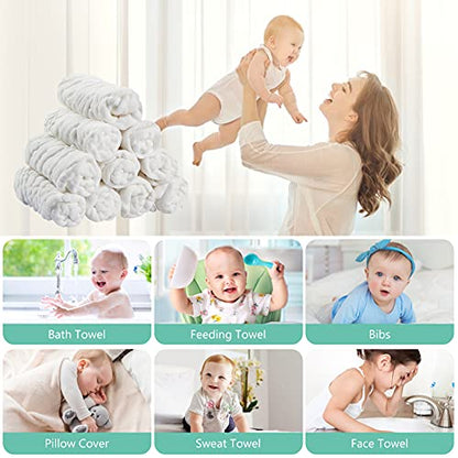 Baby Muslin Washcloths Baby Towels and Washcloths for Face Newborn Essentials Registry Baby Muslin Burp Cloths and Wash Cloths for Sensitive Skin 10 Pack 10x10 Inches - color: 10-pcs (White)