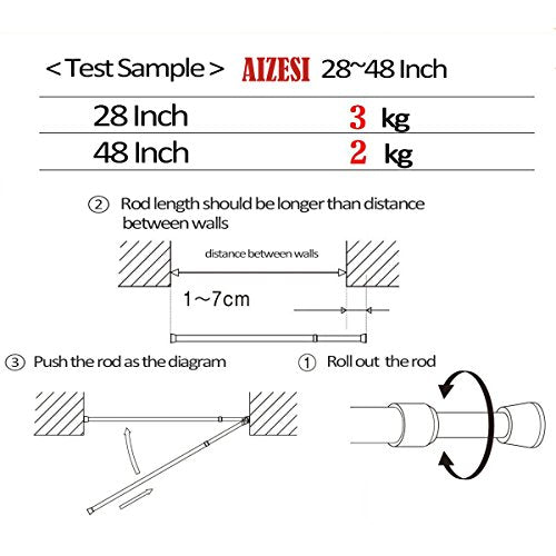 Spring Tension Curtain Rods Short Tension Rod (White,27" to 37"-4Pcs) - color: White, size: 27" to 37"-4Pcs
