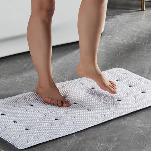 Webos Bathtub Mat Non Slip: Soft Safety Foam Bath Mat for Tub Suitable for Families Extra Large 17 X 36Inch with Drain Holes and Suction Cups Massage Tub & Shower Mat for Bathroom (White) - color: 17x36" White, size: 36" x 17" (Rectangular)