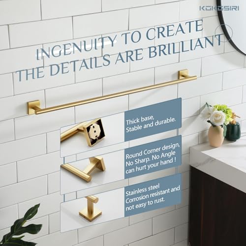 KOKOSIRI Bathroom Towel Bar 32'' Towel Holder for Bath Kitchen Cabinet Towel Rails 32 Inch Brushed Gold Stainless Steel B4005BG-L32 - color: Brushed Gold, size: 32-Inch