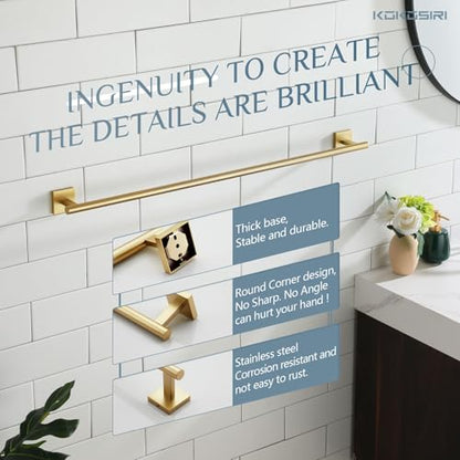 KOKOSIRI Bathroom Towel Bar 32'' Towel Holder for Bath Kitchen Cabinet Towel Rails 32 Inch Brushed Gold Stainless Steel B4005BG-L32 - color: Brushed Gold, size: 32-Inch